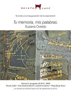 Flyer for 'Tu Memoria, mis parablas', by Susana Oviedo. 